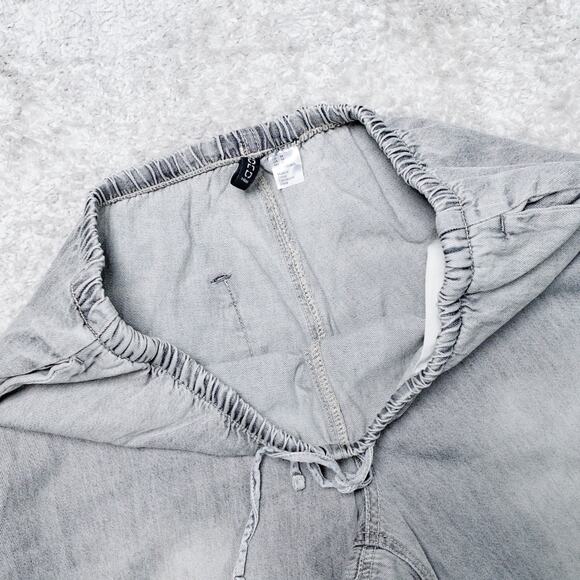 H&M Gray Wash Wide Leg Pull On Denim Jeans Pants Ankle Length Womens Size M - Picture 7 of 15